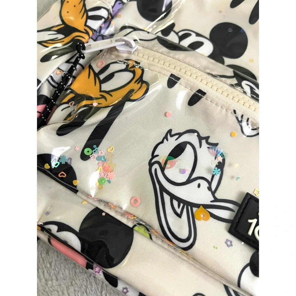Zara Kids Disney 100 Mickey and Friends Sequin Confetti Backpack White Mini Bag